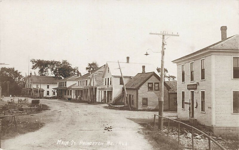 Princeton ME Main Street Storefronts Harness Shop RPPC Real Photo Postcard