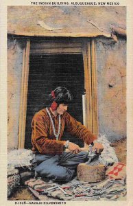 Navajo Silversmith Native American Indian Albuquerque New Mexico linen postcard