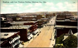 Postcard Broadway South From Telephone Building in Oklahoma City, Oklahoma