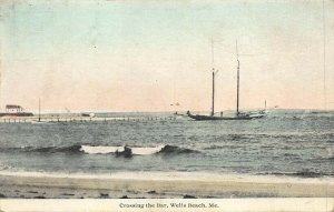 Wells Beach ME Crossing the Bar Sailboat Postcard