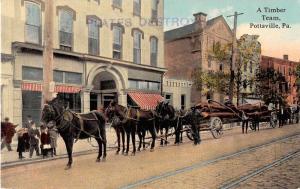 Pottsville Pennsylvania A Timber Team Horse Carts Logging Postcard J50127