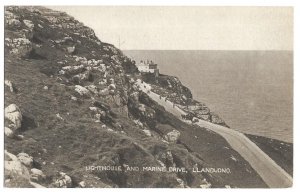 Lighthouse and Marine Drive, Llandudno, Wales, UK, unused Milton Photogravure