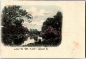 View Along the Little Sioux River, Spencer IA c1908 Vintage Postcard A45