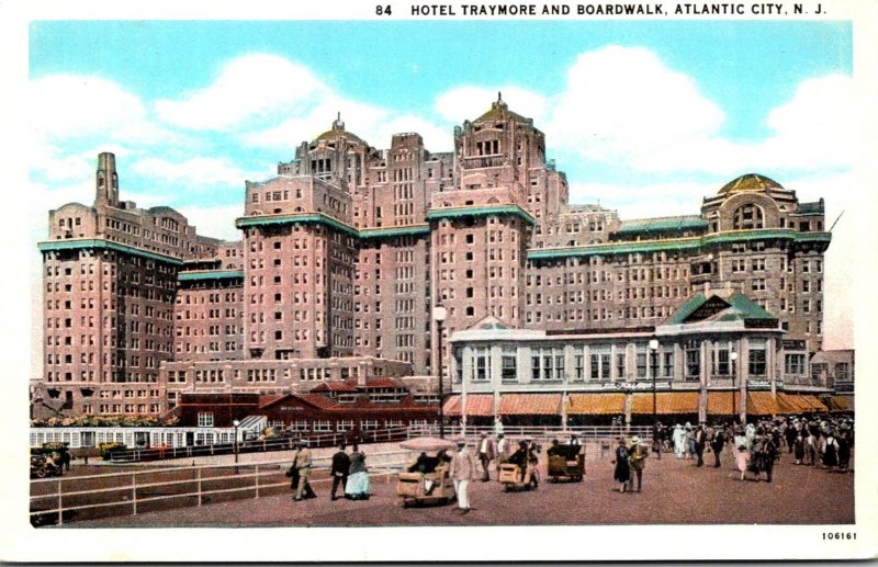 New Jersey Atlantic City Hotel Traymore and Boardwalk Curteich