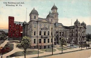 Wheeling West Virginia City Building And Jail Antique Postcard K30015 