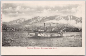 Steamer 'Kokanee' Kootenay Lake BC Canada Steamship Boat Unused Postcard D98