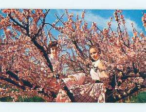 1958 Two Girls In Peach Blossoms Of Tree Spartanburg South Carolina SC Q7708