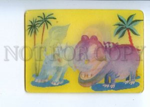 487155 USSR 1988 Lerner cartoon baby elephant hippo lenticular 3D CALENDAR