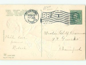 Pre-Linen Valentine CUPID SITTING ON CARD AB2902