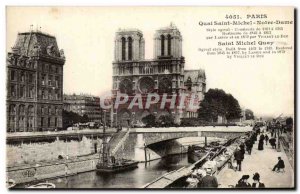 Old Postcard Paris Quai Saint Michel Notre Dame Bouquinistes