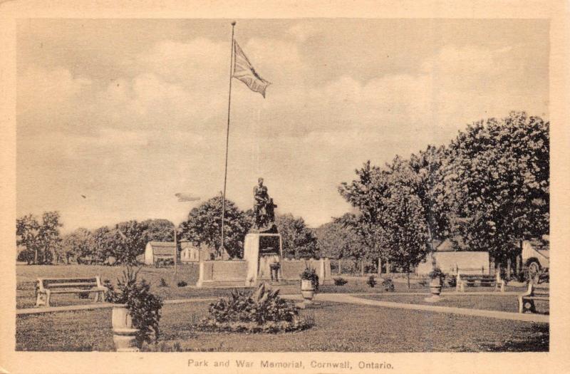 CORNWALL ONTARIO CANADA~WAR MEMORIAL-PHOTO TEX POSTCARD 1930s 