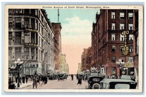 Minneapolis Minnesota Postcard Nicollet Avenue Sixth Street 1921 Vintage Antique