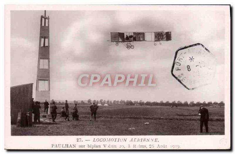 VINTAGE POSTCARD Avion Paulhan Aviation on biplane Voisin 20