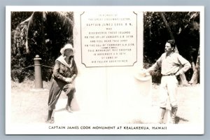 KEALAKEKUA HI CAPTAIN JAMES COOK MONUMENT VINTAGE REAL PHOTO POSTCARD RPPC