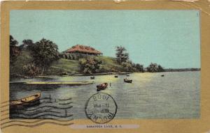 Saratoga Lake New York~Pavilion on Hill Top~Empty Wooden Boats~See Note~1908 Pc