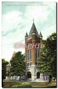 Postcard Old Ashland Ave Baptist Church Toledo Ohio