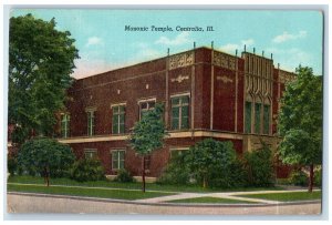 c1940 Masonic Temple Building Entrance View Trees Centralia Illinois IL Postcard 