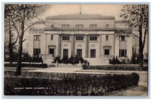 Elizabeth New Jersey Postcard Masonic Temple Building Exterior View 1940 Vintage