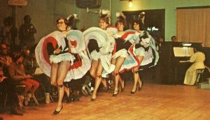 Postcard Can-Can Dancers at Skagway 98 Show, Eagle Lodge in Skagway, Alaska.  R8