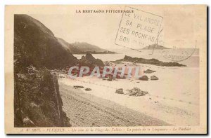 CARTE Postale Old Picturesque Brittany Pleneuf A corner of the Beach of La Po...