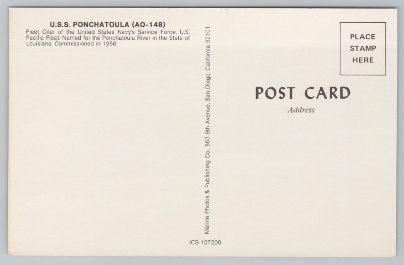 Ship~USS Ponchatoula~Fleet Oliver Of United States Navy's Service~Vintage PC 