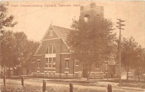 J66/ Sheldon Iowa Postcard c1910 First Congregational Church 1