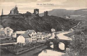 Ech sur Sure Luxembourg birds eye view town bridge river antique pc Z17997