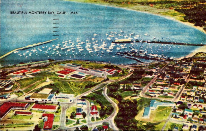 California Monterey Bay Aerial View 1956