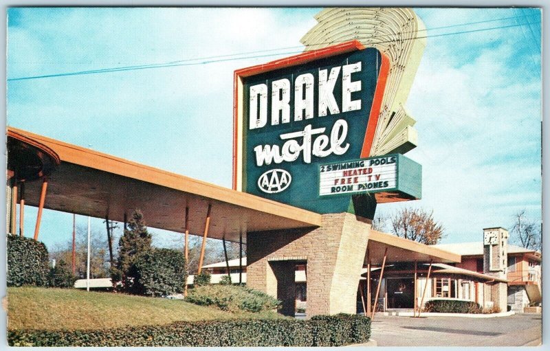 c1950s Nashville TN Drake Motel Advertising Novelty Postcard Fold Postfolio A243