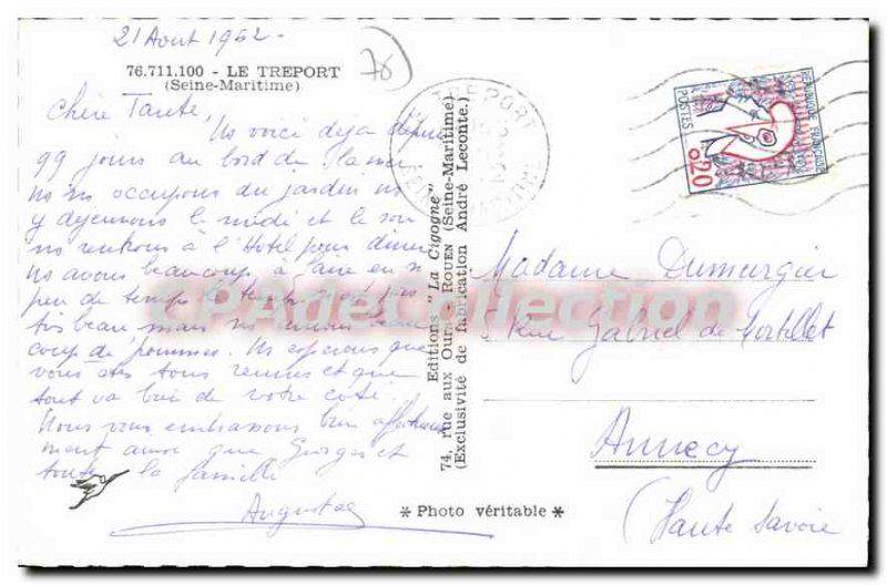 Postcard Old Treport sailboat