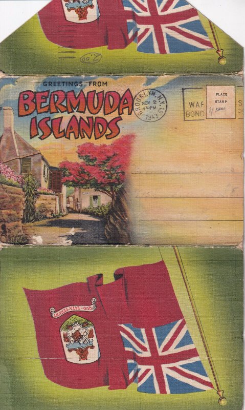 BERMUDA, PU-1943; Souvenir Folder Postcard