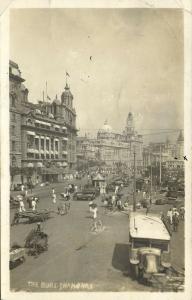 china, SHANGHAI, The Bund, Cars Bus (1933) RPPC, Stamp