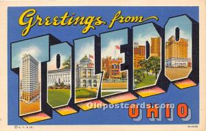 Greetings from, Linen Toledo, Ohio, OH, USA Large Letter Unused 