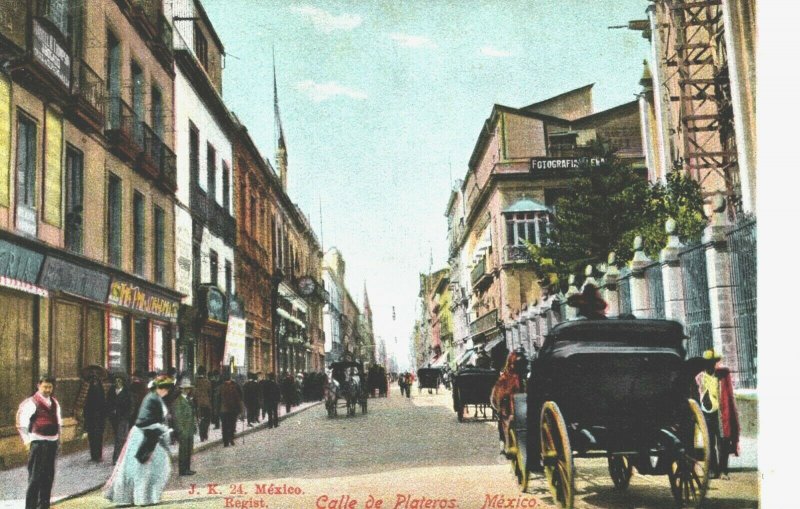 Mexico Calle de Plateros Mexico City Vintage Postcard 03.70 