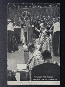 H.M. Queen Elizabeth ll & D.of E. take Communion c1953 Postcard by Raphael Tuck