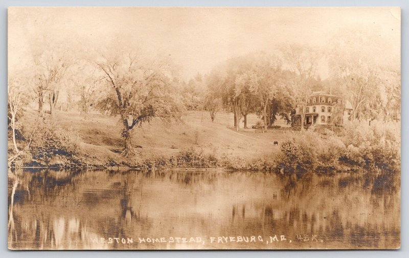 Weston Home Stead Fryeburg Maine ME Lake Attractions Antique RPPC Photo Postcard