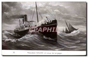 Postcard Old Ship Boat Savoie a shot tanguage