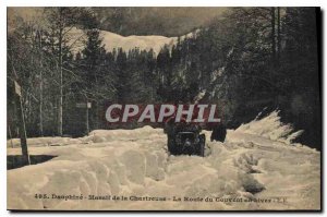 Old Postcard Dauphine Chartreuse The Convent Road in Winter Automotive