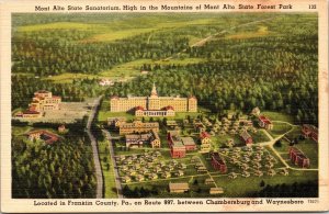 Pennsylvania Mont Alto State Forest Park & Sanatorium Aerial View Linen Postcard 