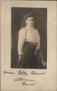 Altoona Pennsylvania PA Ella Benn Studio Portrait Real Photo c1910 Postcard