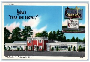 1950 Yoken's Thar She Blows Hotel Restaurant Portsmouth New Hampshire Postcard