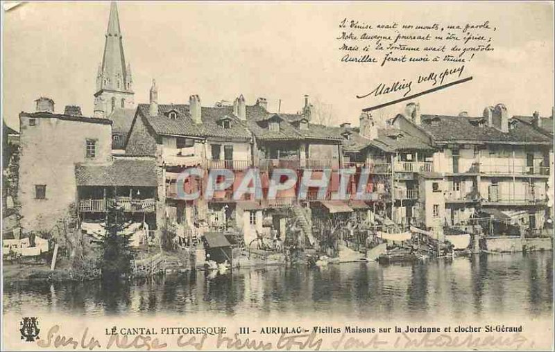 Old Postcard Aurillac Cantal Picturesque Old Houses on the Jordanne and Steep...