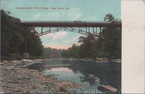 Postcard Connoquensid River Bridge New Castle PA