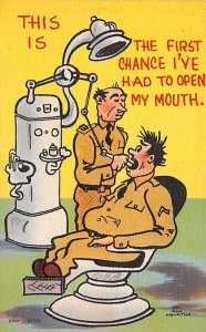 Military Man Having His Tooth Pulled Cartoon Occupation, Dentist Unused 