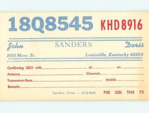 Vintage Qsl Ham Radio Card Louisville Kentucky KY t1702