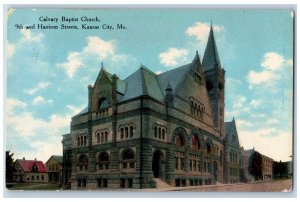 Kansas City Missouri MO Postcard Calvary Baptist Church 9th & Harrison St. 1912