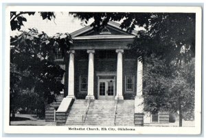 c1960's Methodist Church Exterior Elk City Oklahoma OK Unposted Trees Postcard