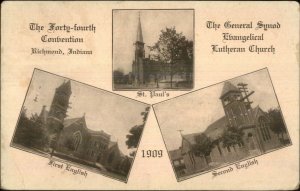 Richmond IN Multi View of Churches c1910 Postcard