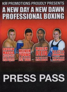 Kelvin Young Swindon Boxers 4x Boxing Night Press Pass