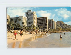 Postcard Waikiki Beach on a Sunny Day in Hawaii USA